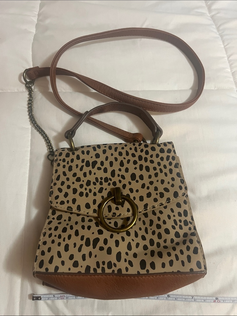 UniversalThread Leopard-Print Crossbody Bag with Brown Trim
